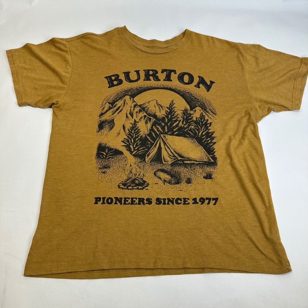 Burton x Mountain Dew Graphic T-Shirt Mens Large Slim Fit Mustard Yellow